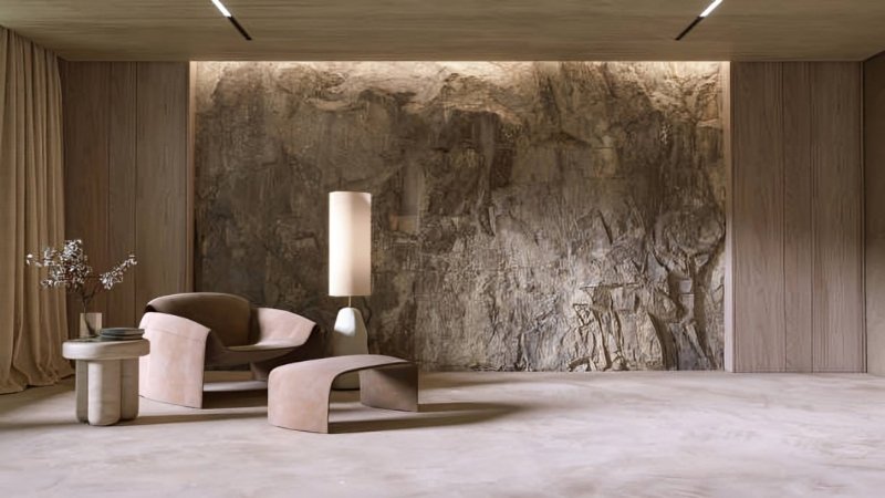 Shade Stone and Soft Light for Calm Interior Design