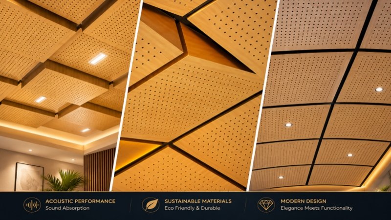 Acoustic panels installed on a wall for noise reduction and interior design