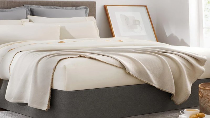 Commercial bedding set up in a luxury hotel room