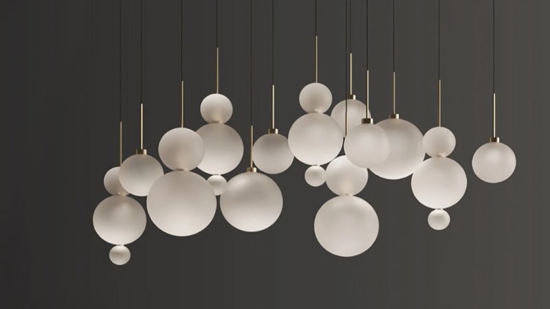 Decorative lighting chandelier illuminating a modern living room