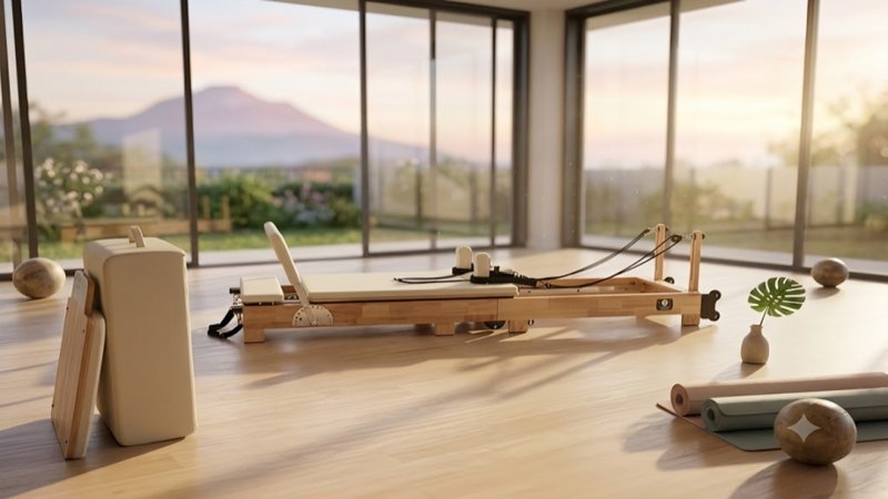 Foldable Pilates Reformer Compact Home Fitness Equipment