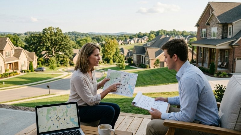 Homebuyer comparing Middle Tennessee neighborhoods before buying a home