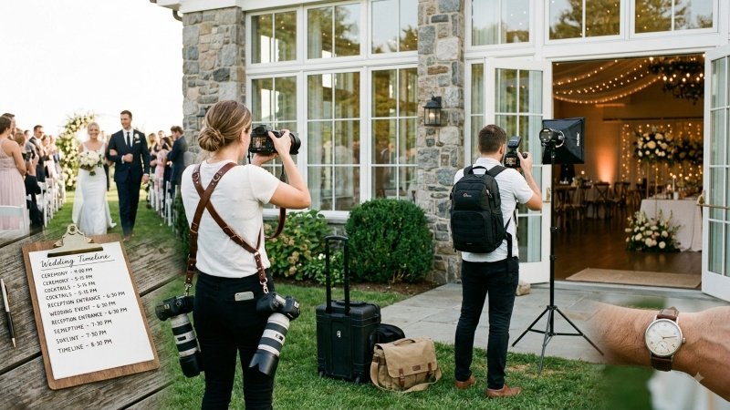 Wedding photographer planning coverage between two Nassau County NY wedding venues